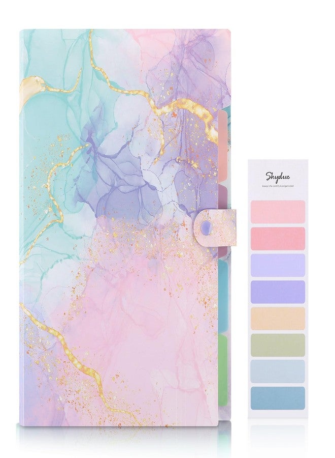 SKYDUE Expanding File Folder with 5 Pockets, Cute Accordion File Organizer, Letter Size Filing Folder, Letter Size Folders for Documents, School Office Supplies Marble Pink - Image 2