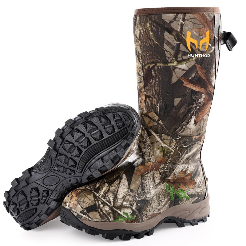 Hunthor Hunting Boots for Men Waterproof Insulated 6mm Neoprene Rubber Boots for Hunting and Outdoor Activities Next Camo Size 11