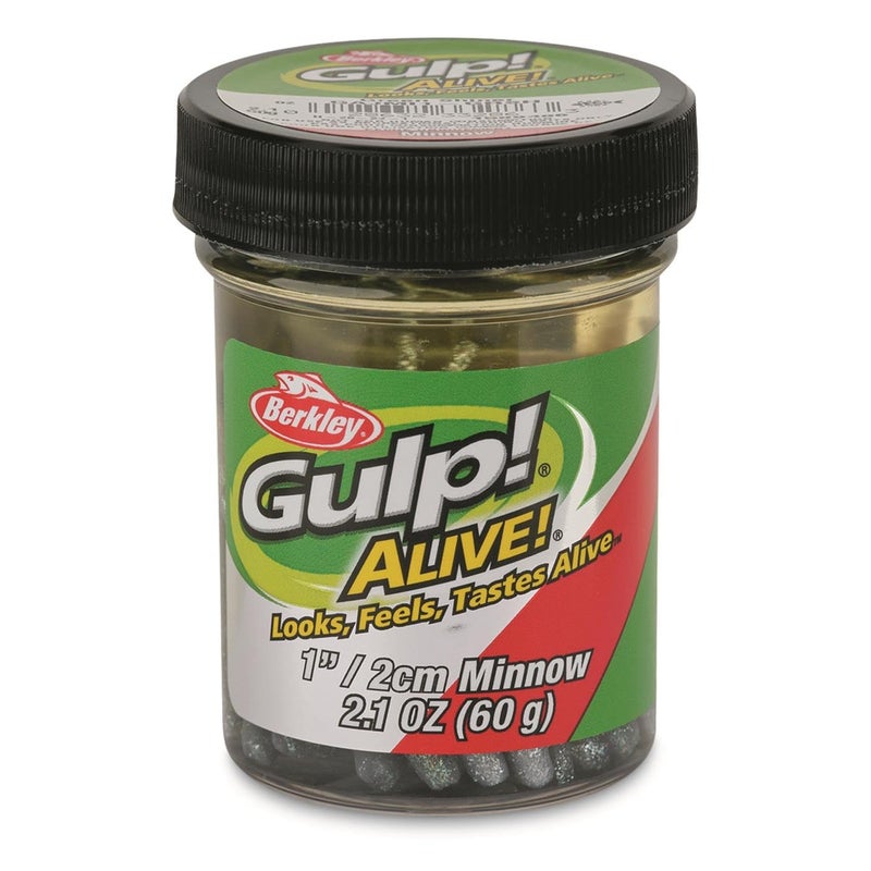Berkley Gulp! Alive! Minnow Fishing Bait, Green Shiner, 1in, Extreme Scent Dispersion, Realistic Minnow Profile, Ideal for Bass, Trout, Walleye, Panfish and More - Image 1
