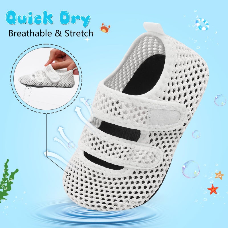 BARERUN Toddler Water Shoes Kids Boys Girls Quick Dry Barefoot Aqua Shoes Swim Pool Beach Shoes Non Slip Breathable Sandals Lightweight Summer House Slippers WhiteHole 6.5-7 - Image 3