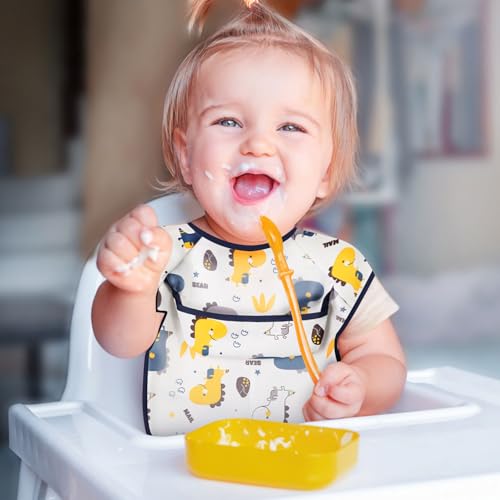 TecoKart® Waterproof Baby Bibs for Food Feeding Soft Cotton Toddler Bibs Adjustable Baby Boy and Girl Bibs for 6 to 24 Months with Cute Cartoon Design - Image 3