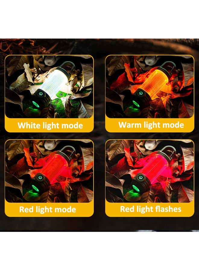 HQ-GAMING Flashlight for Camping 3 Color LED Camping Lantern Rechargeable Warm Light Dimmable Type C Camping Lights for Tents Outdoor Power Outages Hiking Emergency Fishing (Khaki) - Image 4