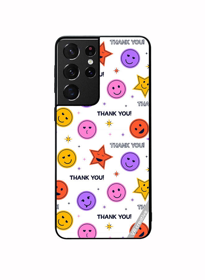 VR CREATIVE Protective Case Cover For Samsung Galaxy S21 Ultra 5G Thank You Seamless Design Multicolour - Image 1