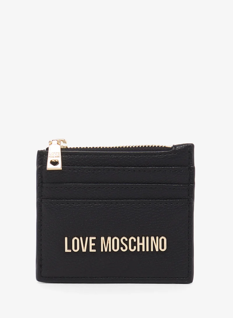 لوف موسكينو Zip through logo wallet
