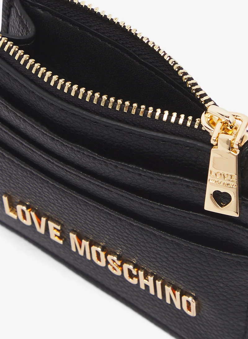 لوف موسكينو Zip through logo wallet