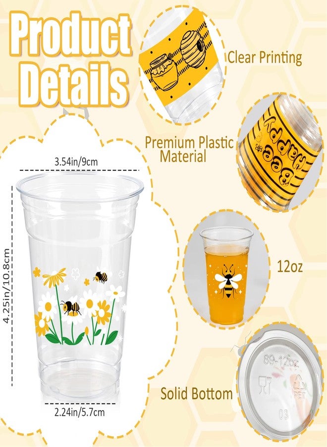 CUPLOOV 50 Pcs Honey Bee Cups, 12 oz Clear Disposable Drinking Honey Cups, First Bee Day Theme Summer Party Decorations Favors for Home, Kitchen, Baby Shower - Image 3