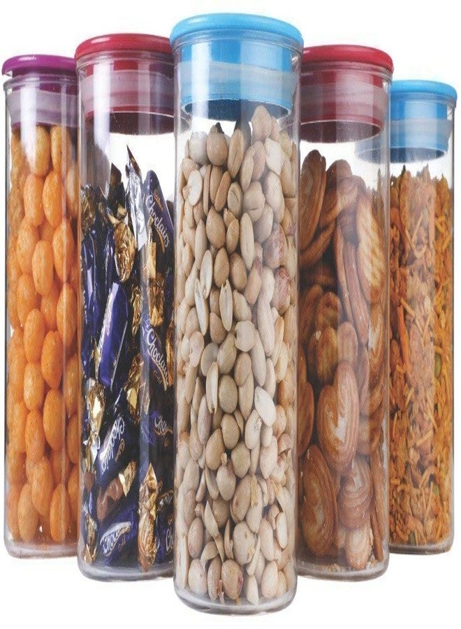 MEETDIP Plastic Kitchen Storage Airtight Jar for Food, Beans, Nuts, Snack, Pasta, Cookie, Candy, Biscuit (Multi Color) - Set of 3 - Image 4