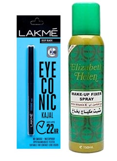 Elizabeth Helen Makeup Fixer spray with vitamin E clear and lakme Eyeconic Kajal Pencil Deep Black