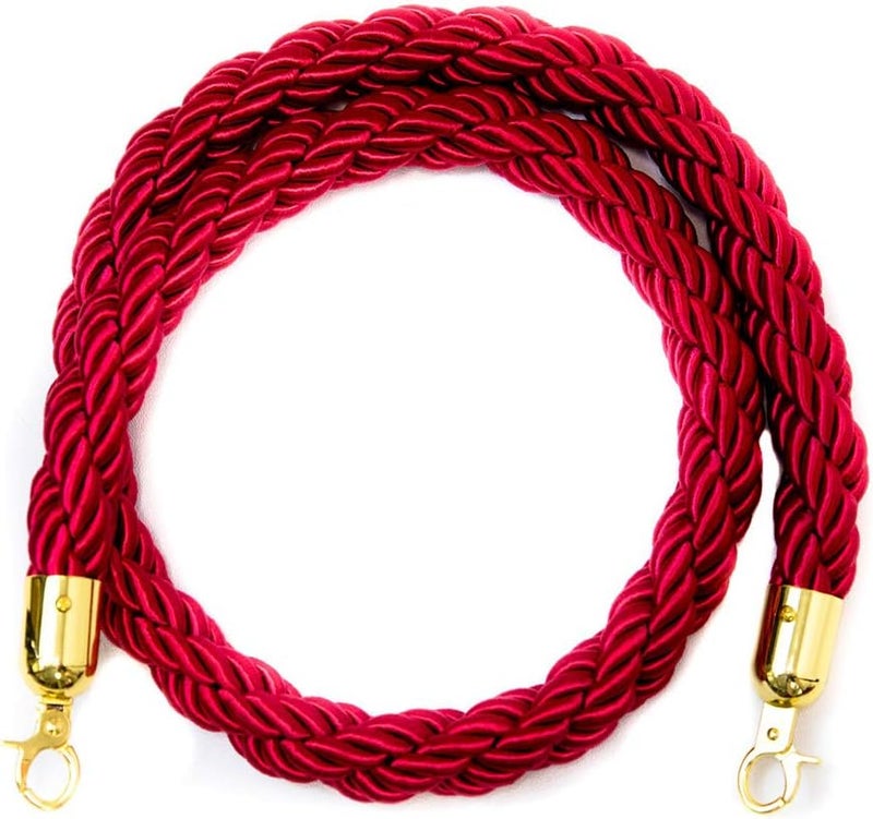klarakoBarrier Rope Crowd Control Stanchion Queue Rope with Hooks, 5ft/7ft/10ft, 6 Colors Available klarakoRed, 3m - Image 3
