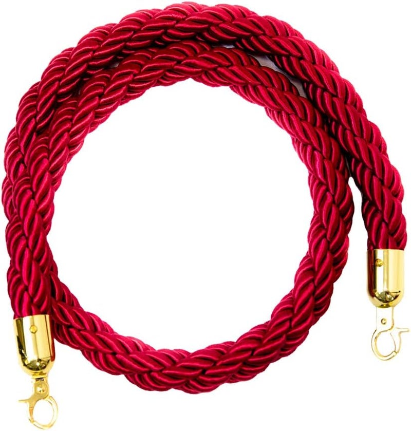 klarakoBarrier Rope Crowd Control Stanchion Queue Rope with Hooks, 5ft/7ft/10ft, 6 Colors Available klarakoRed, 3m - Image 5