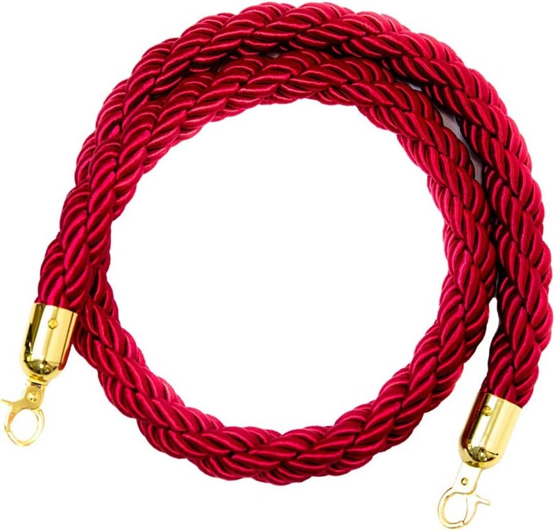 klarakoBarrier Rope Crowd Control Stanchion Queue Rope with Hooks, 5ft/7ft/10ft, 6 Colors Available klarakoRed, 3m - Image 1