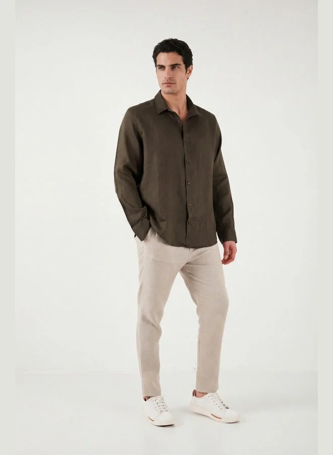 Buratti  Buratti Cotton Regular Fit Classic Collar Long Sleeve 100% Linen Shirt Men's SHIRT CF26S1210000 for Men | Best Price UAE