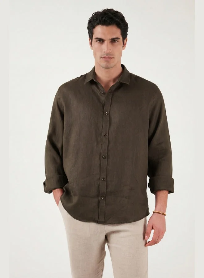 Buratti  Buratti Cotton Regular Fit Classic Collar Long Sleeve 100% Linen Shirt Men's SHIRT CF26S1210000 for Men | Best Price UAE