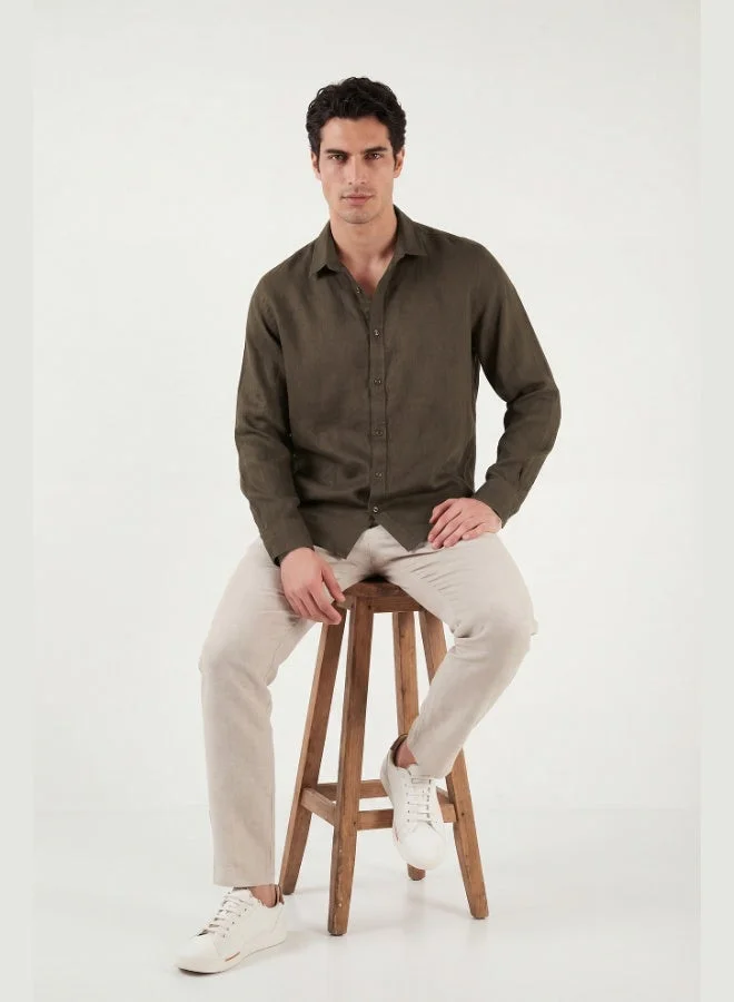 Buratti  Buratti Cotton Regular Fit Classic Collar Long Sleeve 100% Linen Shirt Men's SHIRT CF26S1210000 for Men | Best Price UAE