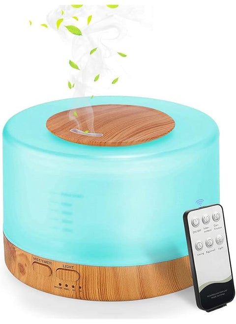 Aromatherapy Diffuser 500Ml Essential Oil Diffuser With Remote Cool Mist Ultrasonic Humidifier Quiet 4 Timer 7 Color Lights Vaporizer Humidifier For Bedroom Office Birthday Gift