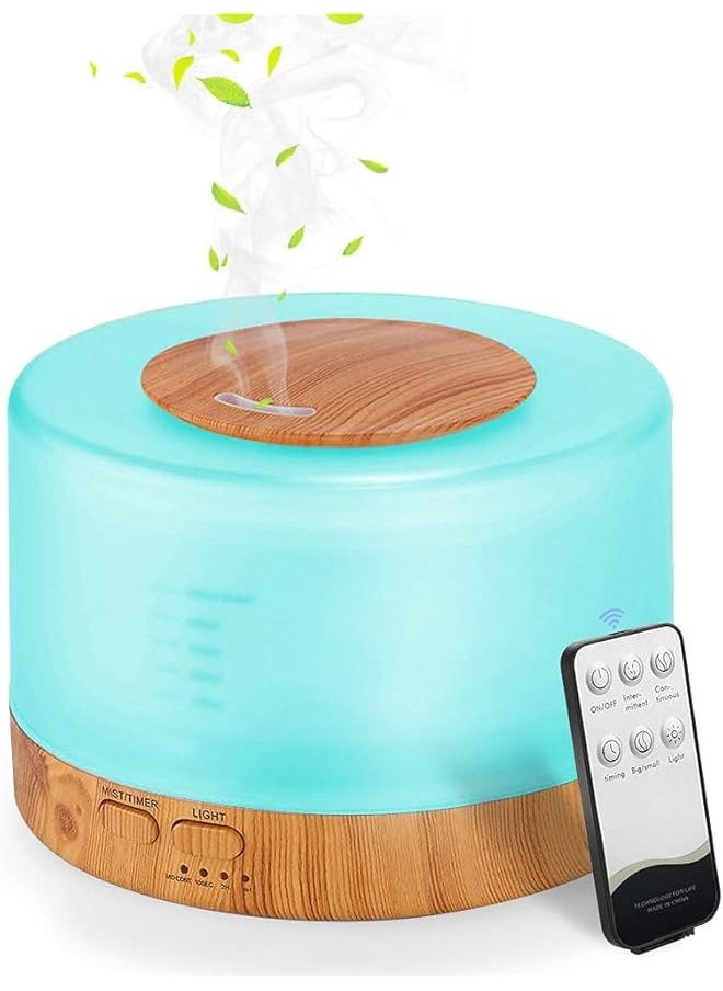 erorex - Aromatherapy Diffuser 500Ml Essential Oil Diffuser With Remote Cool Mist Ultrasonic Humidifier Quiet 4 Timer 7 Color Lights Vaporizer Humidifier For Bedroom Office Birthday Gift - Image 1