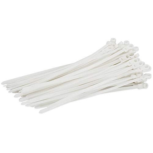 SCHOFIC Cable Zip Ties Heavy Duty 150 MM SIZE 6", Ultra Strong Plastic [POLYAMIDE] Wire Ties with 49 Pounds Tensile Strength, Nylon Tie Wraps with 2.4 MM Width in Halogen free Material -White (150) - Image 1