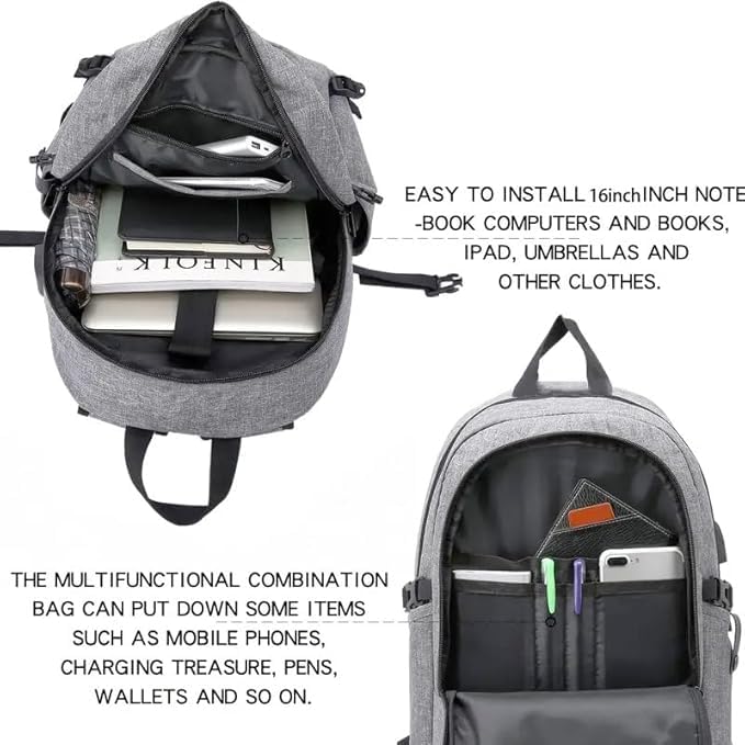 Impulse AspireAtlas 30L Water-Resistant Laptop Backpack with USB Port – Fits up to 16" (Grey, 1-Year Warranty) - Image 3