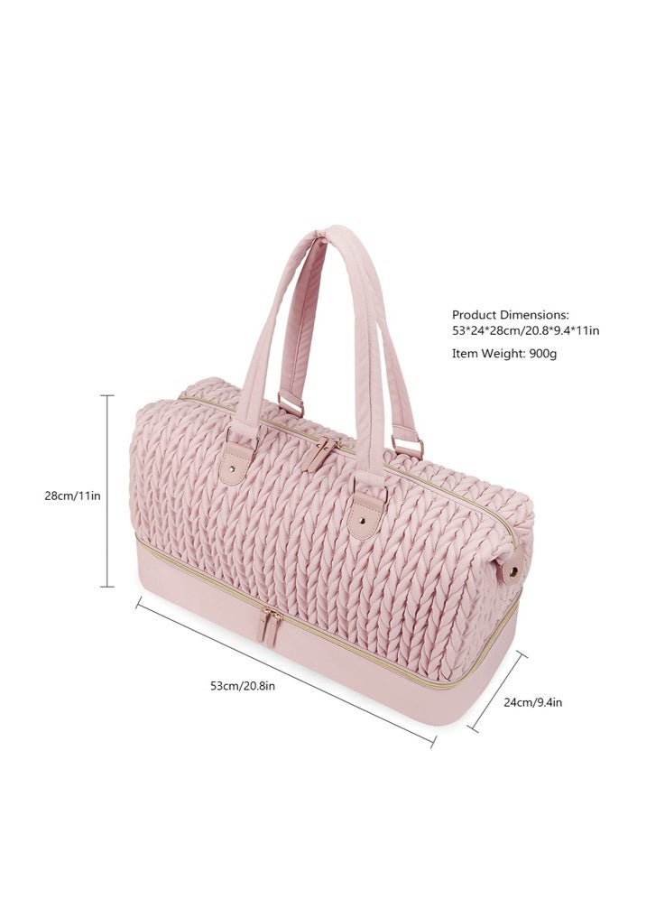 Quilted Diaper Bag for Mom, Large Capacity 2-in-1 Insulated Mommy Bag with Accessories Pouch, Waterproof Travel Tote Shoulder Crossbody Bag for Baby Care, Stylish Diaper Bag for Women(Pink) - Image 3
