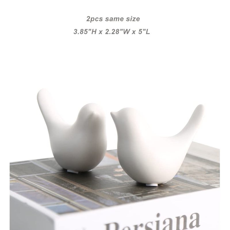 Insiswiner Home Ceramic Decor White Birds Figurine Garden Cottage Decorative 2Pcs (Large) - Image 2