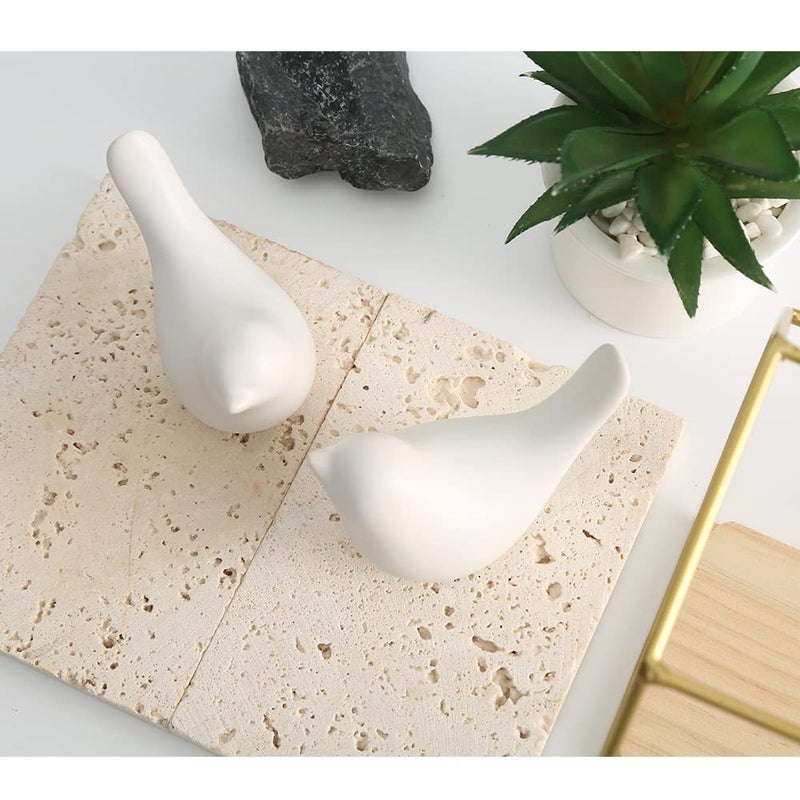 Insiswiner Home Ceramic Decor White Birds Figurine Garden Cottage Decorative 2Pcs (Large) - Image 3