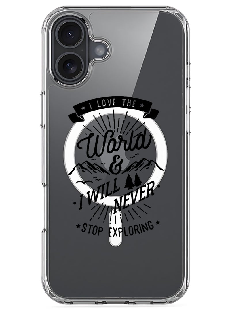 Theodor Magnetic Case for Apple iPhone 17 Compatible with MagSafe Wireless Charging, Shockproof Phone Bumper Cover - I love the world - Image 1