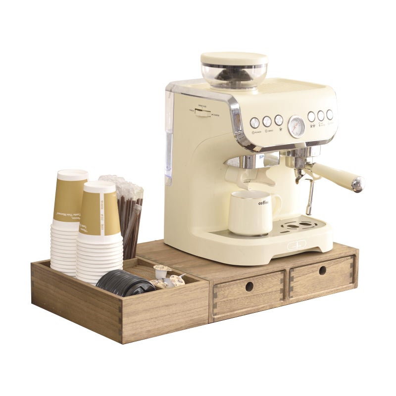 KIRIGEN Wood Coffee Station Organizer Coffee Bar Accessories Storage Organizer Tea Condiment Storage Organizer Coffee Pod Holder with Drawers Brown KFJTZDBR