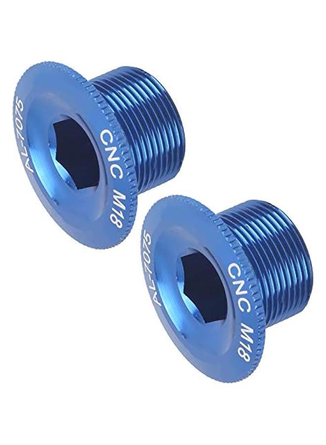 Generic Bike Crank Arm Bolts, 2Pcs Crank Bolt Aluminum Alloy Crank Cap Crank Screw Cap Bike Accessory for Bike Bicycle(M18 Blue) - Image 1