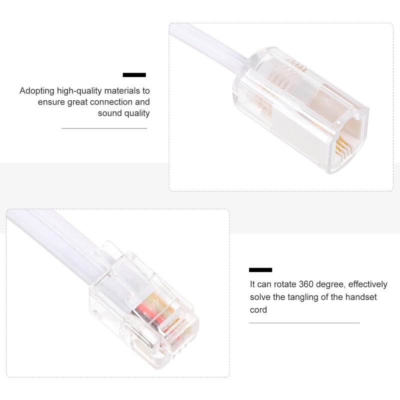 2pcs RJ9 White Telephone Cord Detanglers with Swivel Rotating Head Anti Tangle Cable Accessories - Image 5
