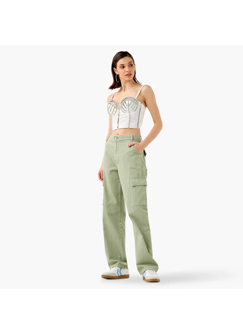 2Xtremz Stud Embellished Strappy Crop Top