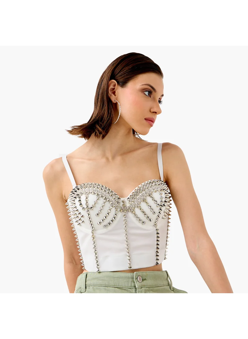 2Xtremz Stud Embellished Strappy Crop Top