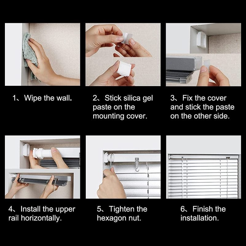 Venetian Blinds Brackets 4Pcs White POM Material - No Drill No Tools Adhesive Blinds Parts for Flat Smooth Walls Kitchen Bedroom Living Room Office - Image 3