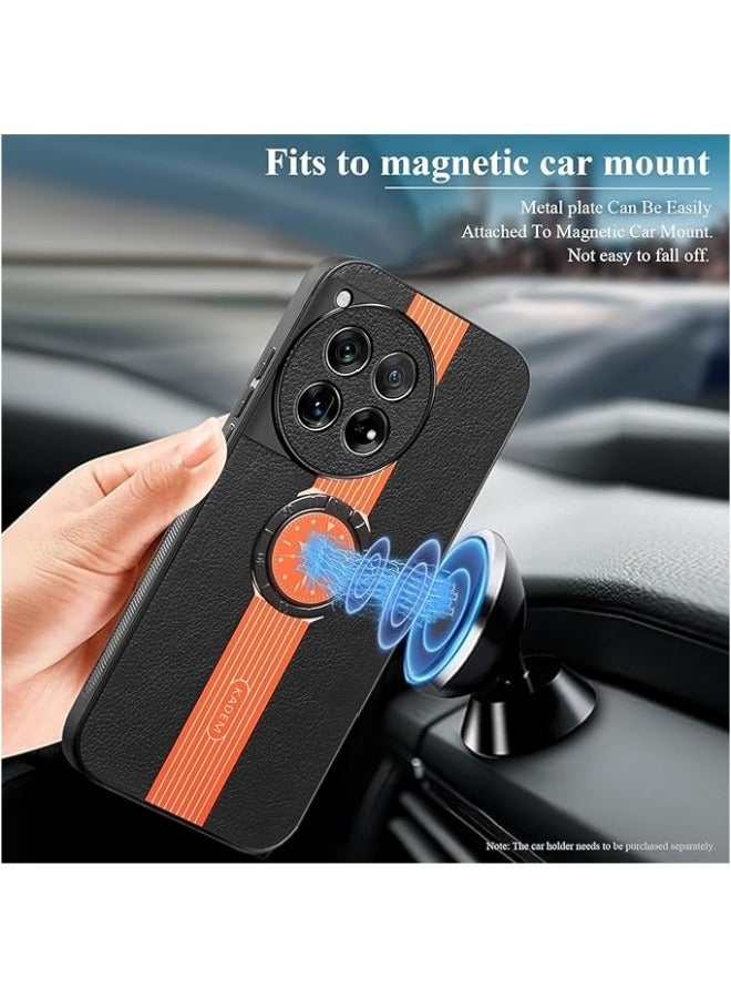 general Case Compatible with Oneplus 12 5G Case Leather Silicone Magnetic with Stand Ring for Women Men Slim Cover Shockproof Luxury Black Skin Case - Image 3