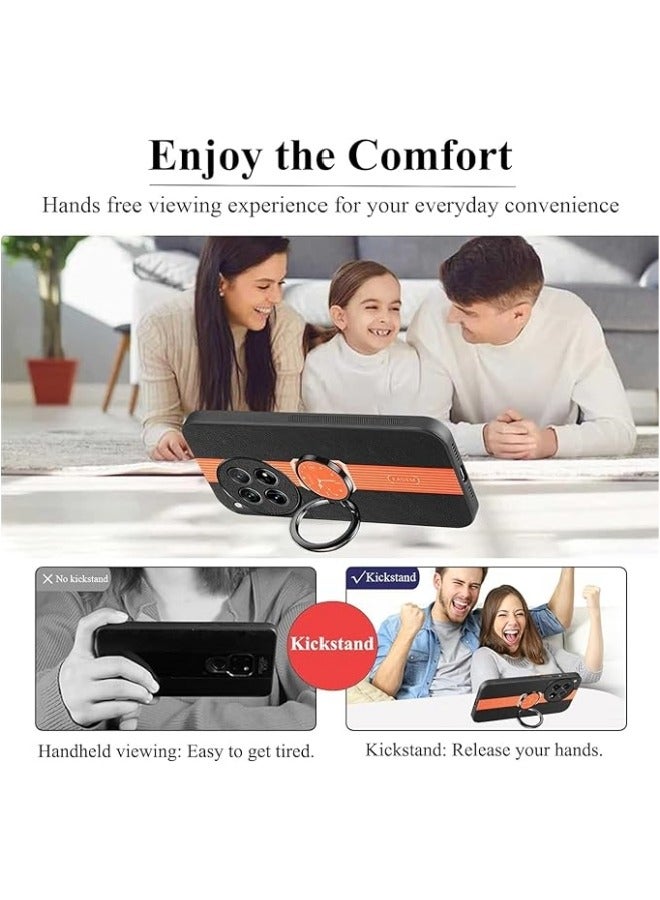 general Case Compatible with Oneplus 12 5G Case Leather Silicone Magnetic with Stand Ring for Women Men Slim Cover Shockproof Luxury Black Skin Case - Image 2