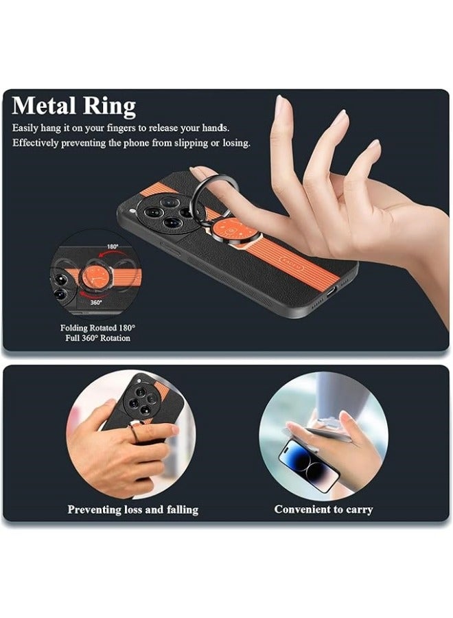 general Case Compatible with Oneplus 12 5G Case Leather Silicone Magnetic with Stand Ring for Women Men Slim Cover Shockproof Luxury Black Skin Case - Image 4