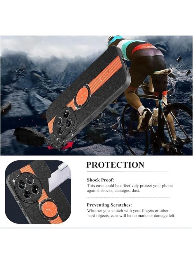 general Case Compatible with Oneplus 12 5G Case Leather Silicone Magnetic with Stand Ring for Women Men Slim Cover Shockproof Luxury Black Skin Case - Image 5