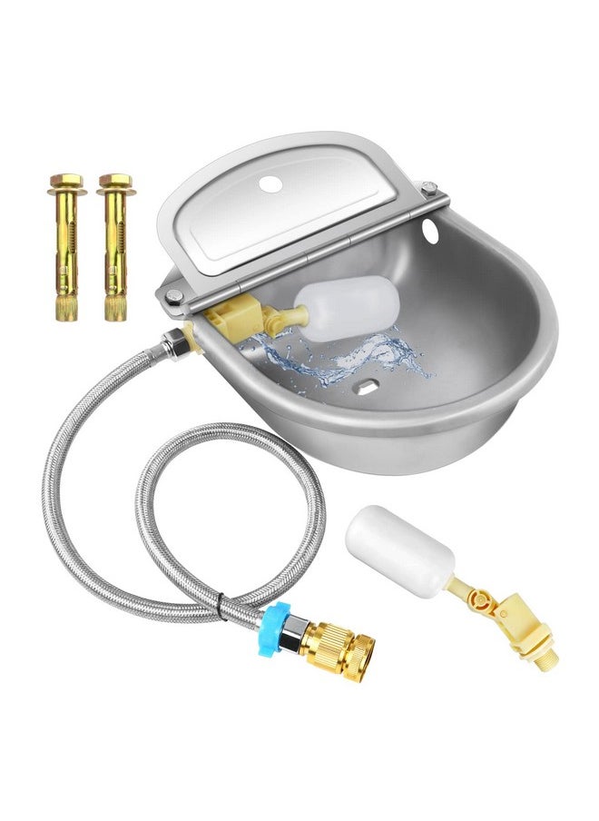 Ademon - Automatic Animal Drinking Water Bowl With Float Valve, 304 Stainless Steel Kit Includes Bowl, Pipe, 2 Valves, Quick Connector Adapter And Countersunk Bolts. (AutoFilling) - Image 1