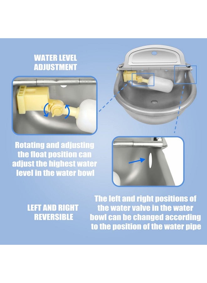 Ademon - Automatic Animal Drinking Water Bowl With Float Valve, 304 Stainless Steel Kit Includes Bowl, Pipe, 2 Valves, Quick Connector Adapter And Countersunk Bolts. (AutoFilling) - Image 1