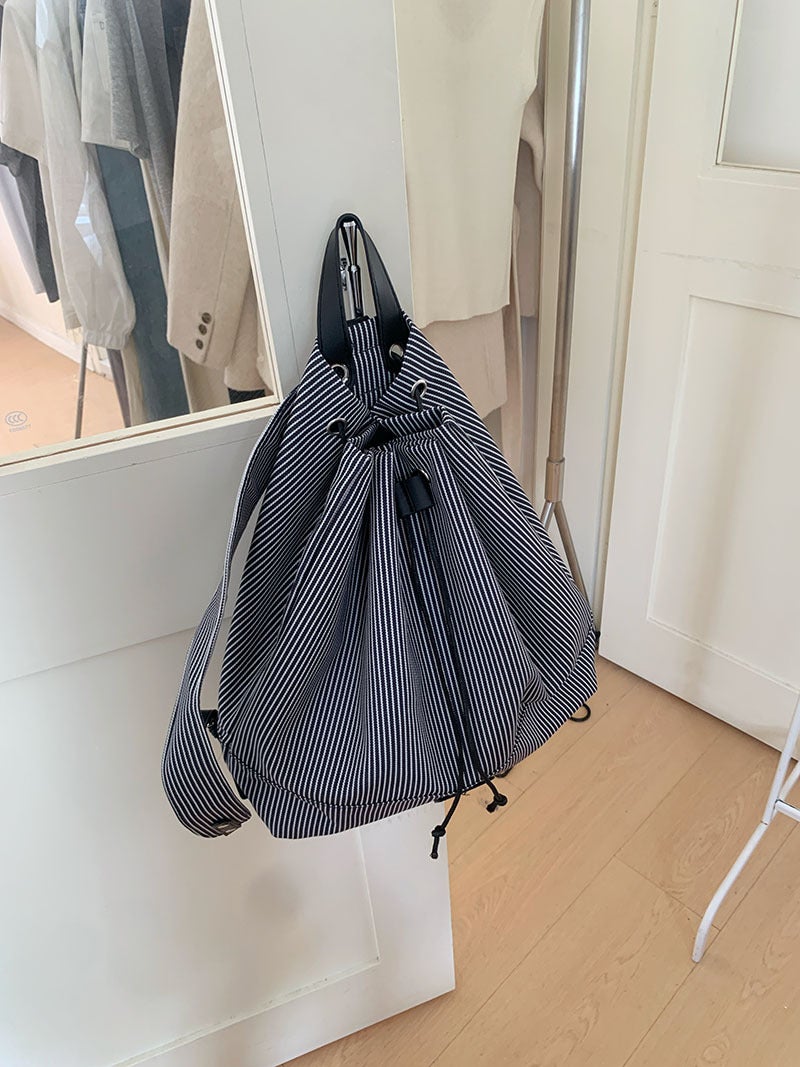 2024 Summer Stripe Canvas Backpack for Women Striped Backpack 
