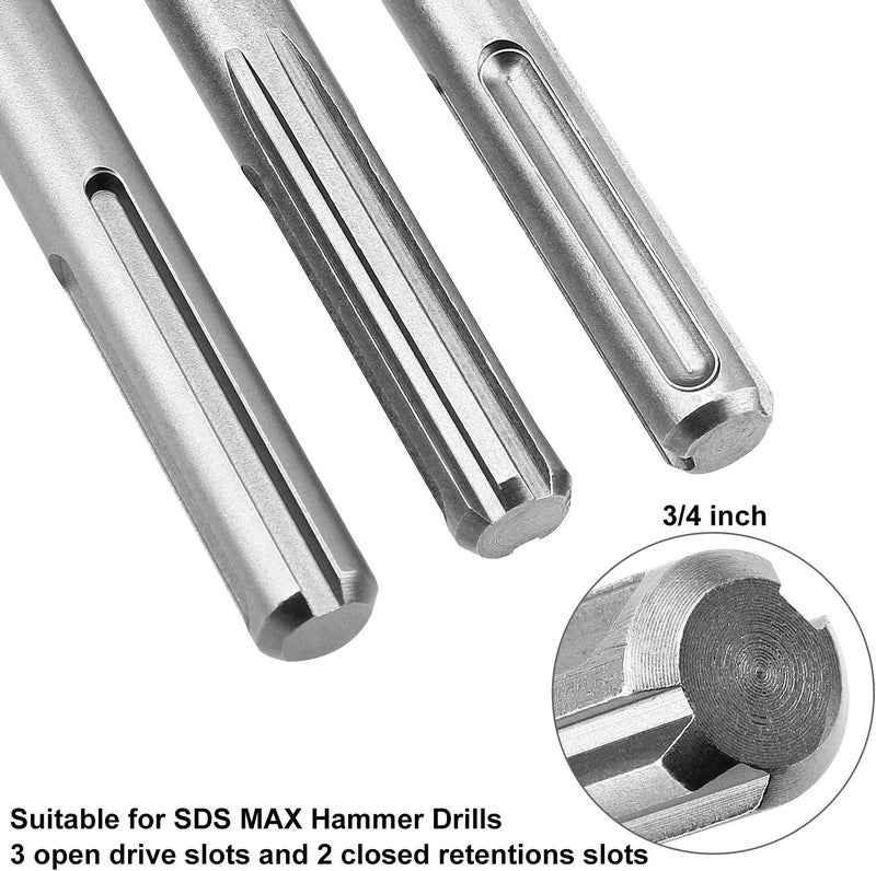 APACALI 6 Pcs SDS Max Bits Chisel Set Hammer Drill Chisel Set 3/4 inch Masonry Concrete Chisel Drill Bits, 11-inch Length Rotary Hammer Chisel Bits Including 50mm Wide Chisel, 25mm Flat Chisel, Point Chisel - Image 4
