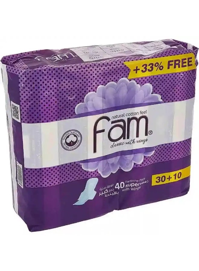 Fam فام كلاسيك صحي مع أجنحة سوبر - 40 فوط - Image 1