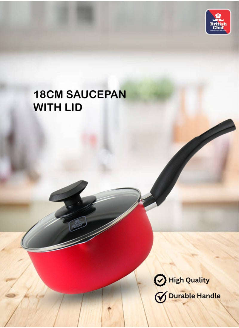 British Chef طقم أواني طهي غير لاصقة مكون من 9 قطع، كسرولة + غطاء، قدر + غطاء، مقلاة، ملعقة تقليب من النايلون، مغرفة من النايلون  - Image 4