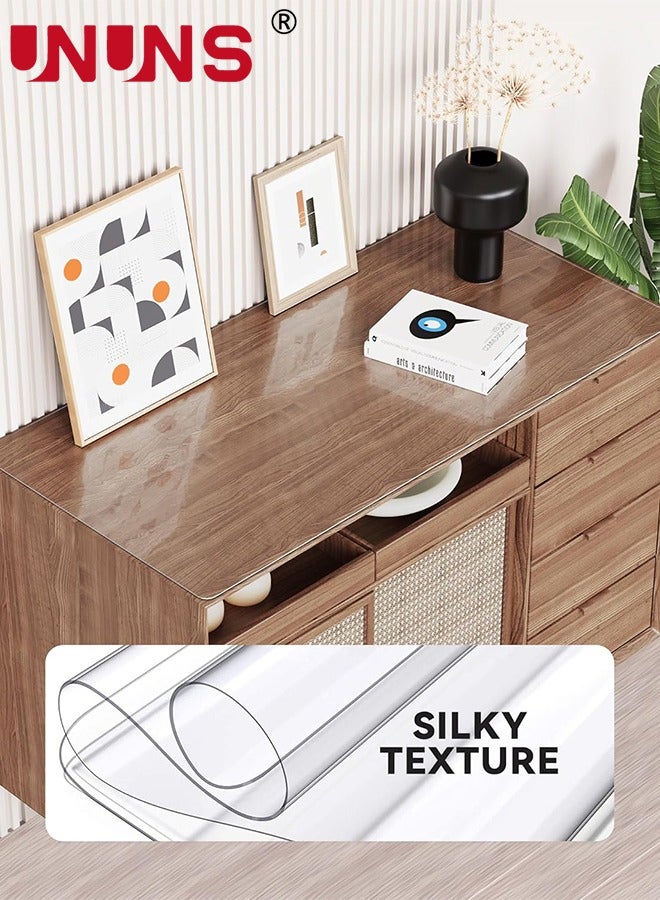 UNUNS Clear Tablecloth Protector 1.5mm,70X120cm Heat Resistant Waterproof PVC Durable Desk Protect Mat,Anti-Static Writing Mat Table Protector - Image 3