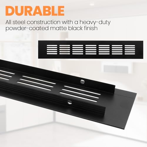 Geesatis Air Vent Covers for Floor, Cabinet, Wall, Ceiling – Heavy Duty Rust-Proof Aluminum Grille with Screws, 2 Pack, Black (9.8'' x 3.1'' Outer Size, Fits 8.58'' x 2.48" Duct Openings) - Image 3