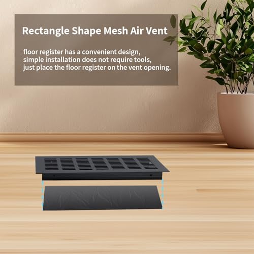 Geesatis Air Vent Covers for Floor, Cabinet, Wall, Ceiling – Heavy Duty Rust-Proof Aluminum Grille with Screws, 2 Pack, Black (9.8'' x 3.1'' Outer Size, Fits 8.58'' x 2.48" Duct Openings) - Image 5