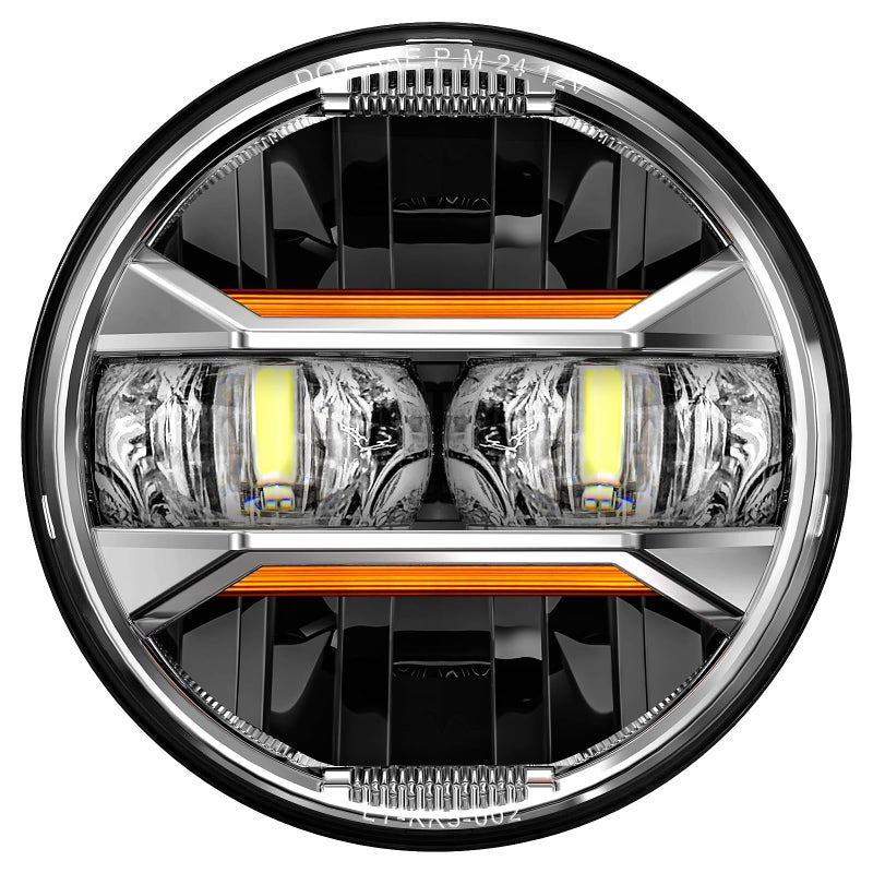 AUDEXEN 575 LED Headlight for Harley Amber Signals White DRL Round 575 Inch Motorcycle Headlight Compatible with Dyna Sportster Softail Iron 883 Street Bob Street Rod Super Wide Glide Chrome