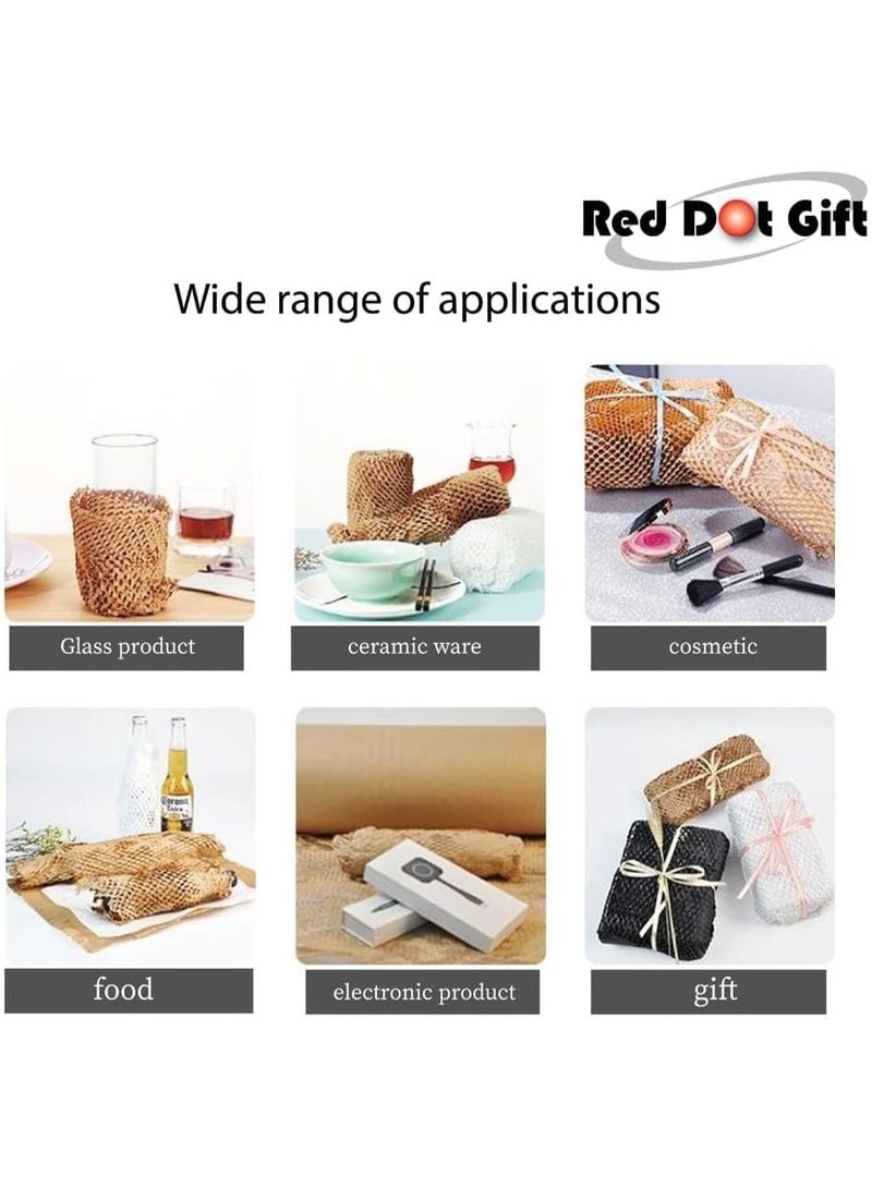 Red Dot Gift white color Honeycomb Wrap Paper,25CM*20M Roll White Color Upgrade Perforated Kraft Packaging Paper Roll Eco-Friendly Easy to Dispense, for Delivering & Moving Wrapping and Storing Items. - Image 2