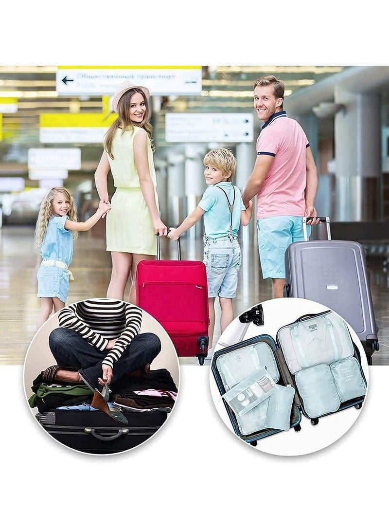 Sets of Luxury Upgraded Nylon Fabric Travel Luggage Organizers Cube Shape Travel Luggage Organizers Travel Luggage Organizers with Wash Bag and Shoe Bag, 7 Pieces - Image 5