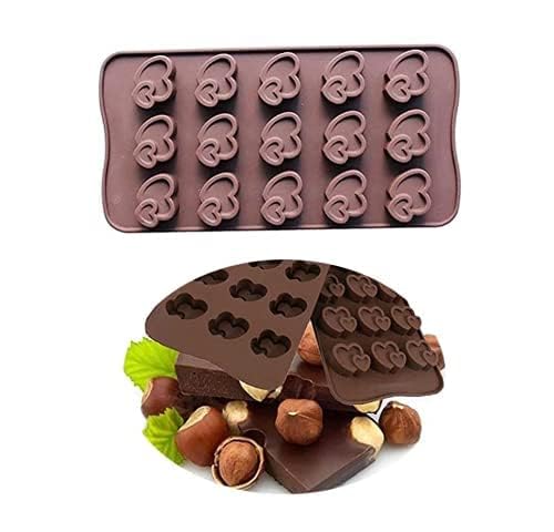 Husaini Mart HUSAINI MART Double Heart Shape Chocolate Mould Silicone Candy Mold Baking Tools for Cake Chocolate Candy Ice Jelly Cake Baking Moulds Bakeware Molds 15 Cavity  - Image 5