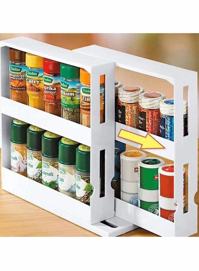KASTWAVE رفوف التوابل الدوارة، رف جرة التوابل القائم بذاته منظم خزانة دوار منظمات تخزين المطبخ حاملي الرفوف منظم الخزائن صندوق تخزين التوابل للبهارات والصلصات والعبوات - Image 1